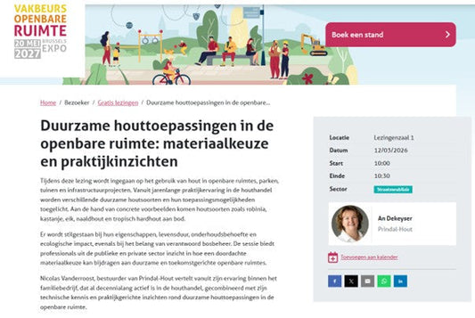 Lezing Prindal Dag van de Openbare Ruimte over duurzame houttoepassingen in de openbare ruimte: materiaalkeuze en praktijkinzichten