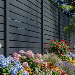 Boston aluminium scherm donkergrijs met open lamellen  