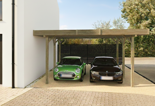 Carport in hout.