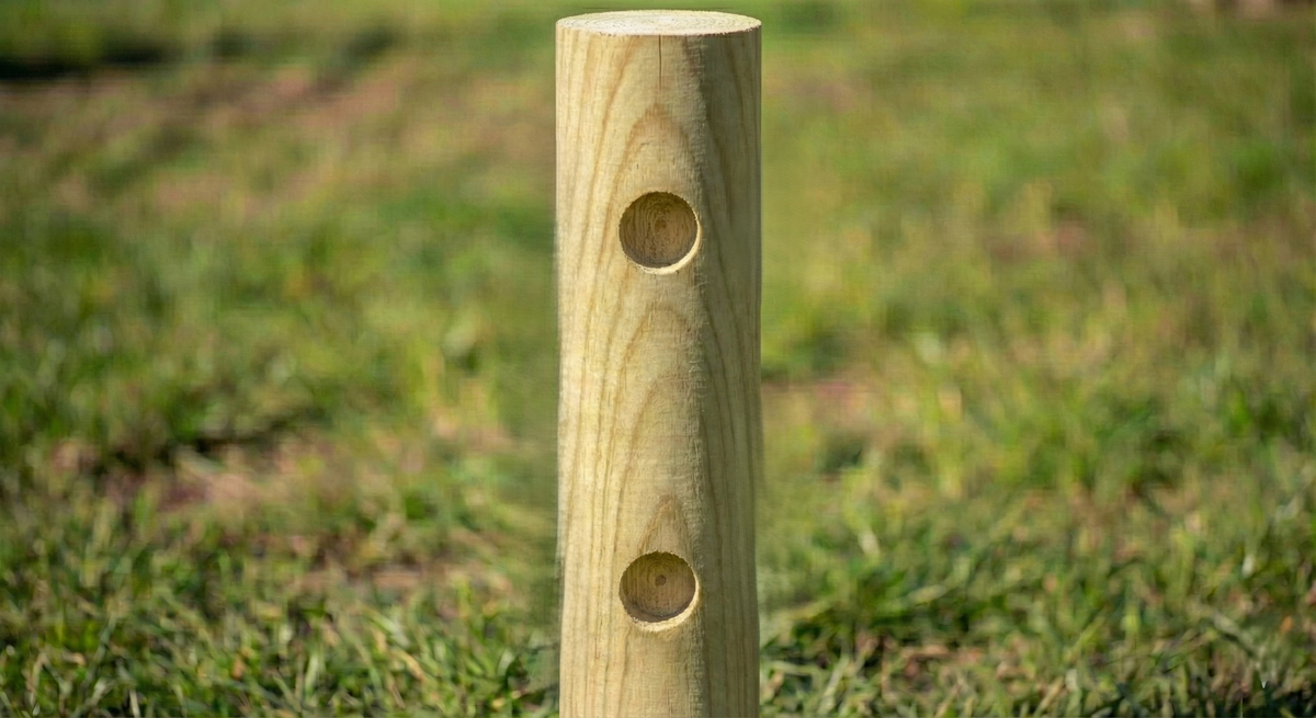 Rond gefreesde eindpaal (L:2.5m - dia 14cm + 2 gaten)