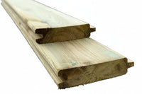 Geïmpregneerd vlak tand-en groefplank (blokhutprofiel) – grenen – 34 x 145