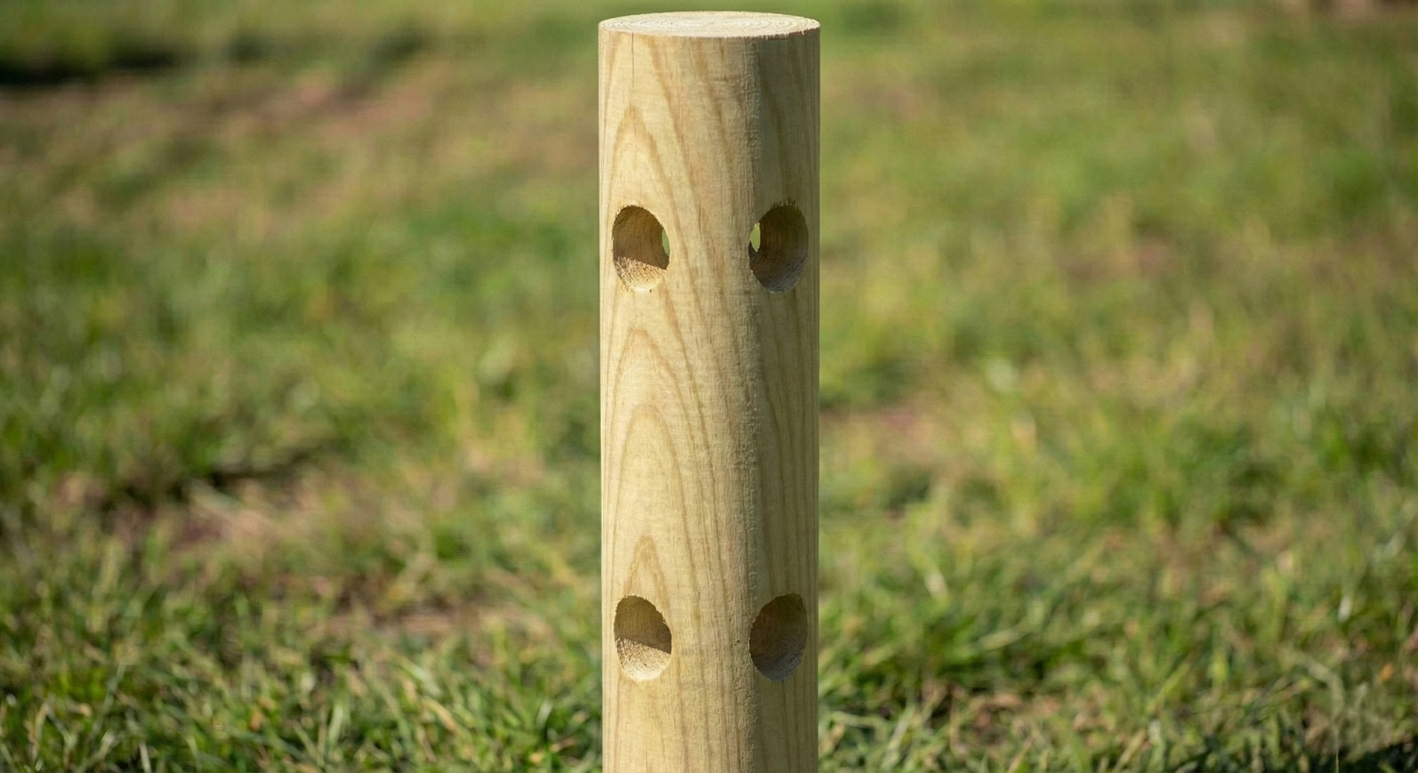 Rond gefreesde hoekpaal (L:2.5m dia 14 cm + 2 gaten)