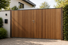 Opritpoort in thermisch behandeld hout