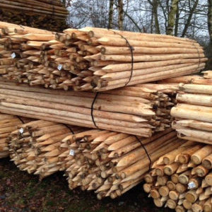 Poteaux de pin écorcés pointus non traités - dia. 9 cm