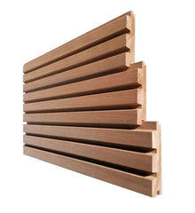 Triple blokhutprofiel in Thermowood Ayous met zichtbaar tand-en-groefprofiel