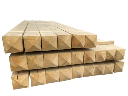 Poteaux carrés en chêne tête diamant - 14 x 14 x 240 cm