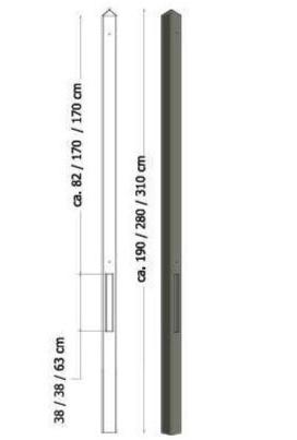 Poteau intermédiaire en béton - 10x10x280cm