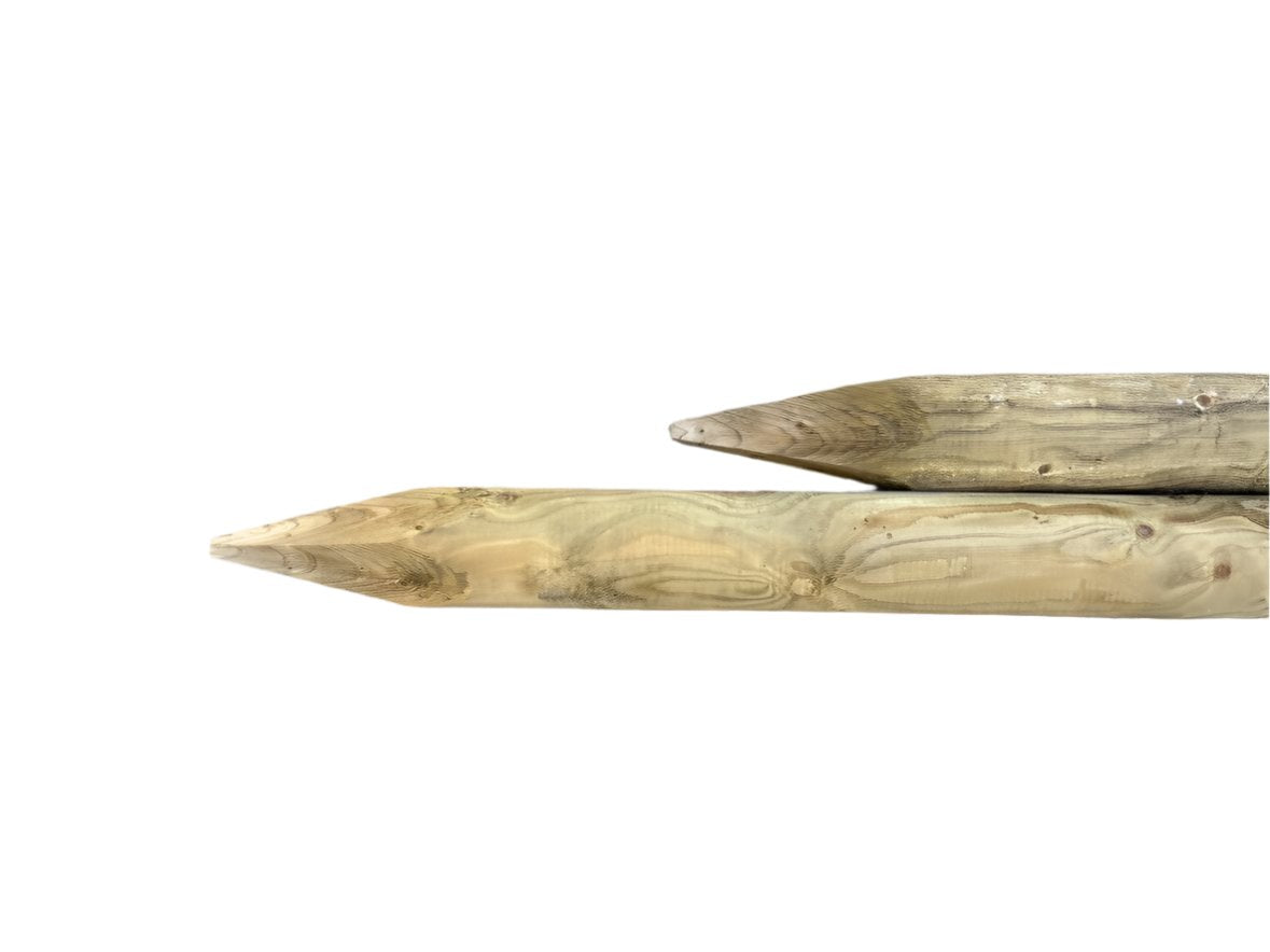 Poteaux en pin fraisés pointus imprégnés - dia. 10 cm