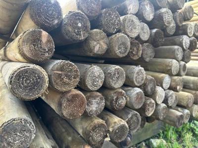 Poteaux en pin fraisés pointus imprégnés - dia. 8 cm