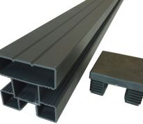 Aluminium paal op paalhouder 70 x 70 x 2000 mm - Antraciet grijs