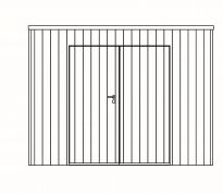 Box in vuren 300 x 200 cm - Dubbele deur + verticale beplanking - Vuren onbehandeld