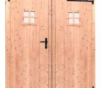 Douglas dubbele deur met zwart beslag - 168 x 201 cm - Onbehandeld