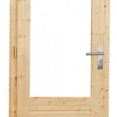 Simple porte 1 fenêtre droite - 90 x 201 cm - Pin blanc non-traité