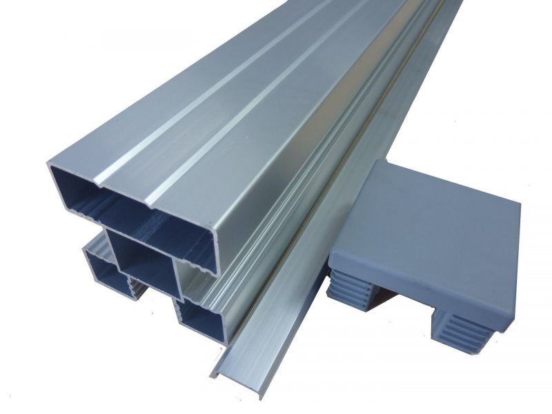 Aluminium paal op paalhouder 70 x 70 x 970 mm - Zilvergrijs